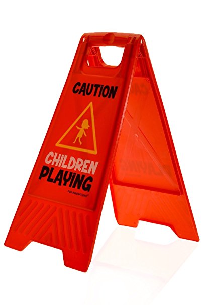 Children Playing Yard and Driveway Caution Sign (Double-Sided, Red) - "Caution, Children Playing"