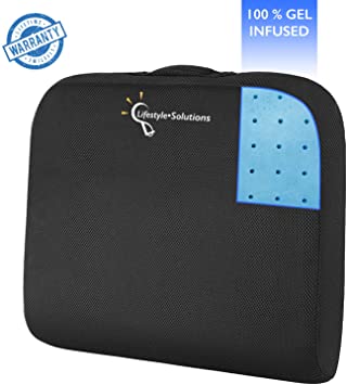 Lifestyle 100% Pure Memory Foam Wheelchair Seat Cushion - Gel Infused Seat Pad Designed for Coccyx, Hip and Tailbone Pain - Office Chairs - Orthopedic Back Support Sciatica & Back Pain Relief