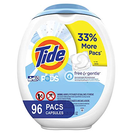 Tide Free and Gentle Laundry Detergent Pods, 96 Count, Unscented and Hypoallergenic for Sensitive Skin (Packaging May Vary)