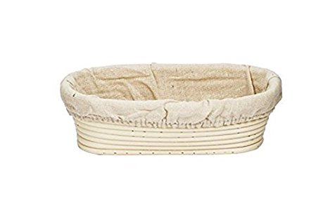 Forsun 1pcs Oval Shaped 10" Banneton Brotform Bread Dough Proofing Rising Rattan Basket & Liner Combo