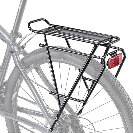 CXWXC Rear Bike Rack - Bike Cargo Rack for Disc Brake/ Non-Disc Brake Mount - Bicycle Pannier Rack, Touring Carrier Rack fit 26”-29” and 700c