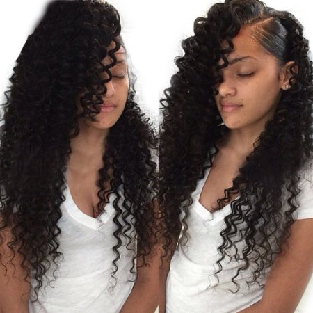 Jolia Hair 7a Grade Wholesale Virgin Brazilian Curly Hair Deep Wave 3 Bundles, Unprocessed Brazilian Wavy Human Hair Weave Extensions(12 14 16)