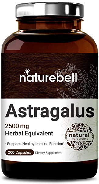 Maximum Strength Astragalus 2500mg Herbal Equivalent, 200 Capsules, Supports Healthy Immune System, No GMOs and Made in USA