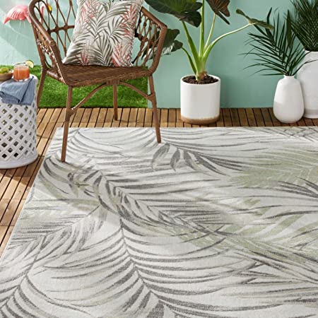 Home Dynamix Tommy Bahama Malibu Palm Springs Indoor/Outdoor Area Rug, Ivory/Green, 7'10"x10'2" Rectangle