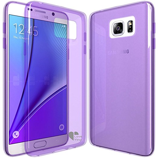 Note 5 Case,Love Ying [Crystal Clear] Ultra[Slim Thin][Anti-Scratches]Flexible TPU Gel Rubber Soft Skin Silicone Protective Case Cover for Samsung Galaxy Note 5-Purple