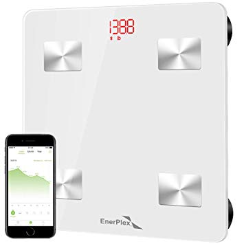 EnerPlex FDA APPROVED 2019 MODEL Bluetooth Digital Body Fat Scale, UNLIMITED USERS Smartphone App iOS & Android, BMI Skeletal Digital Scale, Analyzes your ENTIRE Bodies Composition, Lifetime Guarantee