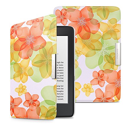 MoKo Case for Kindle Paperwhite, Premium Ultra Lightweight Shell Cover with Auto Wake / Sleep for Amazon All-New Kindle Paperwhite (Fits All 2012, 2013, 2015 and 2016 Versions), Floral GREEN