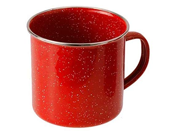 GSI Outdoors 4210 Stainless Steel Rim Enamelware Cup, 24 fl oz, Red