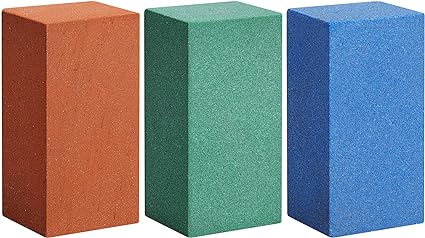 3 Pcs Gummy Rubber Abrasive Stone- Edge Grinding Rubber Block Stone- Soft Snowboard Gummy Stone- Snowboard Ski Stone for Removing Rust and Burrs (Blue 60 Grit, Green 120 Grit, Red 240 Grit)