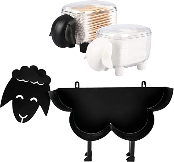 East World Sheep Toilet Paper Holder – Cut and Fun Toilet Roll Holder Sheep with 2 Matching Sheep Storage Box - Funny Toilet Accessories - Decorative Toilet Paper Holder Stand for 7-8 Rolls V3