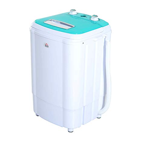 HomCom Electric Small Compact Portable Washer Washing Machine, for Dorms, College Rooms, RV's - Green and White