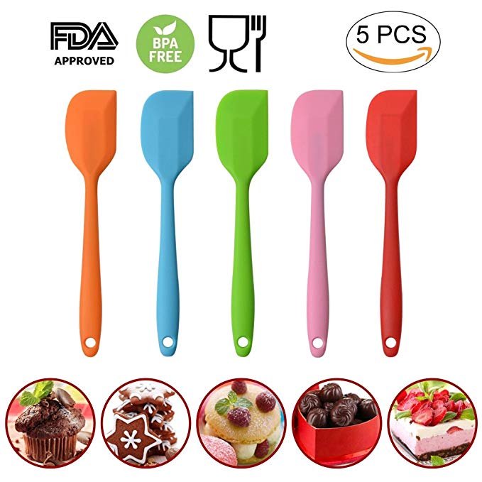 Silicone Spatulas, 8.5" Small Heat Resistant Non-Stick Flexible Rubber Scrapers Bakeware Tool Essential Cooking Gadget (5 Pack)