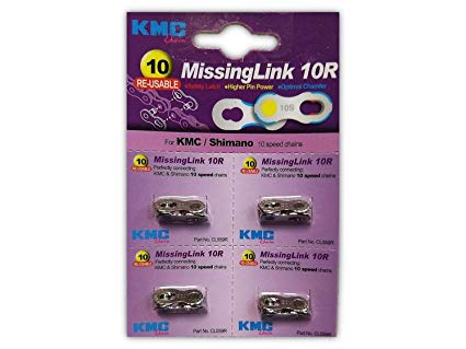 KMC Missing Link 10: for 10 Speed Chain, Silver, Perfectly Connecting KMC, SRAM, Shimano and Connex Chains - 4 Pack