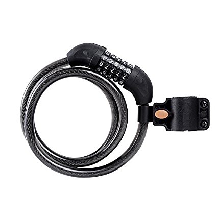 Sportneer Bike Lock Cable, 4-Feet Bicycle Cable Lock with 5-Digit Resettable Number Combination