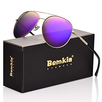 Bemkia Aviator Polarized Sunglasses Men Women 60mm Len Shades Metal Frame UV400