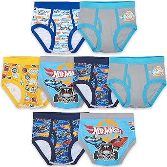 Hot Wheels Boys' Underwear Multipacks Available in Sizes 2/3T, 4T, 4, 6, 8 and 10, 8-Pack 100% Cotton Briefs