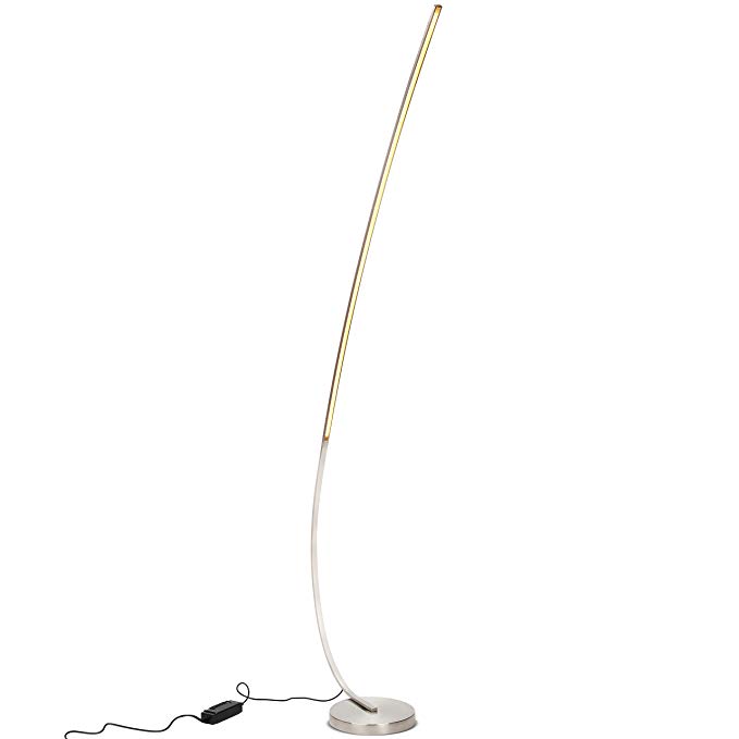 Brightech Sparq 3 – Arc LED Floor Lamp - Bright Standing Lamp for Living Room - Modern Arched Light for Behind The Couch - Dimmable Pole Lamp - Satin Nickel