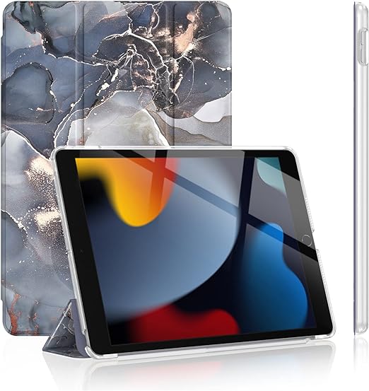 Soke Case for iPad 9th Generation 2021/ iPad 8th Generation 2020/ iPad 7th Gen 2019, [Slim Trifold Stand   Auto Wake/Sleep], Premium Protective Hard PC Back Cover for iPad 10.2 Inch (Dusk Marble)