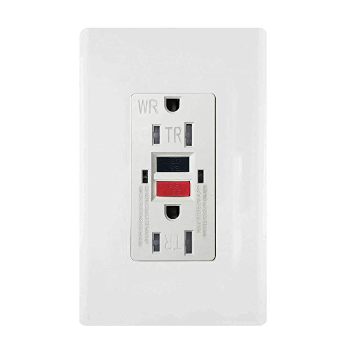 GFCI TR WR Wall Outlet - SECKATECH 15 Amp 125 Volt Tamper Resistant Socket For Standard Wall Receptacle Outlet, Residential Grade, Grounding, with Wall Plates, UL Listed