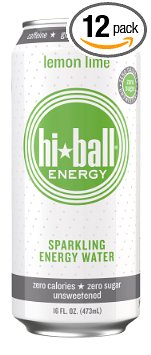 Hiball Energy Sparkling Water, Lemon Lime, 16-Ounce (Pack of 12)