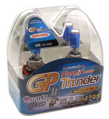 GP Thunder 7500K H8 35W SGP75K-H8 Super-White with Quartz Glass Bulbs for Fog Lights , Cornering Lights , Day Time Running Lights - High - Low Beam - 2 Bulbs