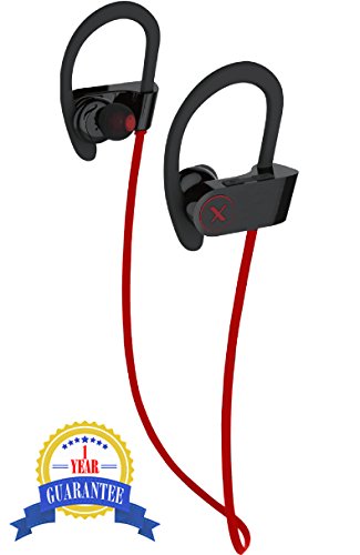 Bluetooth Headphones with Mic / Comfortable Bluetooth Headphones / Sport Bluetooth Headphones / Bluetooth Earbuds - Compatible with iPhone (iOS) and Android models (Black/Red)