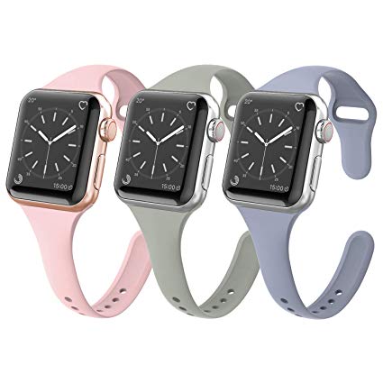 Yutior Sport Silicone Bands Compatible Apple Watch 38mm 40mm, 3 Packs Soft Silicone Slim Thin Replacement Wristband for iWatch Series 4, Series 3, Series 2, Series 1 Nike, Sport, Edition Women Men