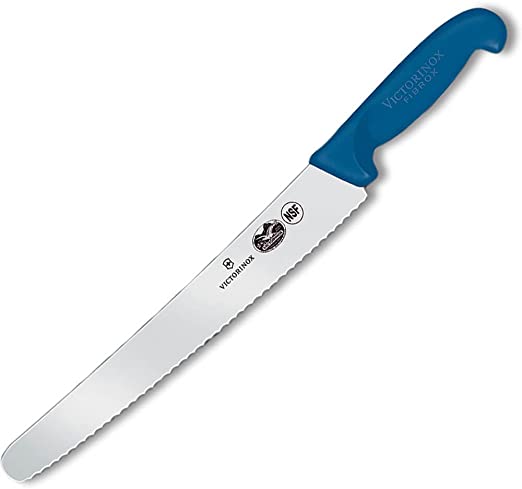 Victorinox VIC-40453 Fibrox Pro - HACCP Blue Chef's - Serrated 10¼" Baker's Blade 1¼" Width at Handle