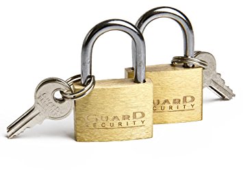 Guard Security 1622X2 Solid Brass Thin Padlock Keyed Alike, 1-Inch, 2-Pack