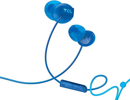 TCL SOCL300 In-Ear Earbuds Wired Noise Isolating Headphones with Built-in Mic and Echo Cancellation – Ocean Blue
