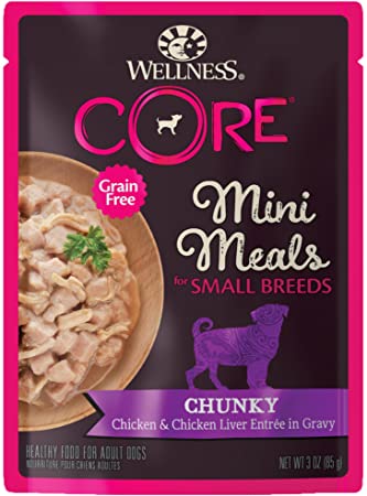 Wellness CORE Natural Grain Free Small Breed Mini Meals Wet Dog Food, 3-Ounce Pouch (Pack of 12)