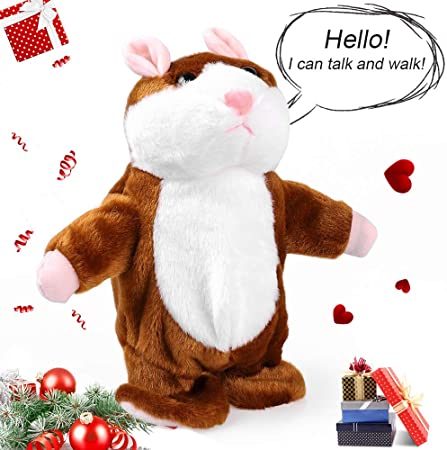 Hamster Toys, DeXop Talking Hamster Toy Plush Toys for 2 Year Old girls, Electronic Hamster Mouse Repeats What You Say Interactive Toys for Boy and Girl Christmas Gifts