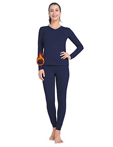 MANCYFIT Womens Thermal Underwear Long Johns Set with Fleece Lined Ultra Soft V Neck