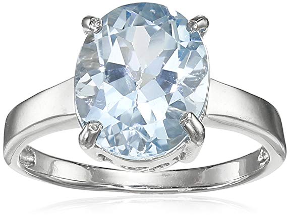 Sterling Silver Oval Blue Topaz Ring