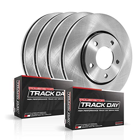 Power Stop TDBK6083 Track Day Front and Rear Kit Rotors and Brake Pads