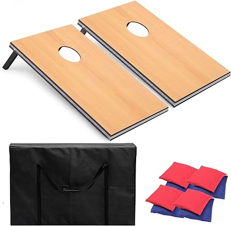 Cornhole Set, Regulation Size Cornhole Boards with 8 Bean Bags and Carrying Case, 4 ft x 2 ft Corn Hole Outdoor Game Toss Board for Adults Outside Activities