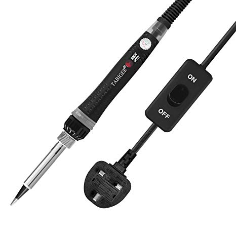 TABIGER Soldering Iron, Adjustable Temperature 60W Soldering Iron Gun with ON/Off Switch Portable Electric Welding Iron Pen, UK Plug, 200-450℃, Power Indicator Light, 1.6m Cable