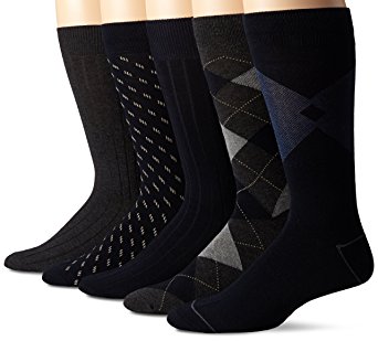 Dockers Men's 5 Pack Classics Dress Argyle Crew Socks