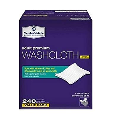 Members Mark Adult Washcloths 240ct 20 Units