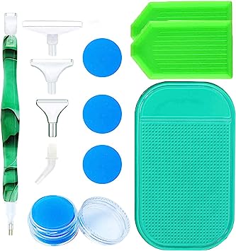 KS Green 5D Diamond Painting Tools and Accessories Kits,Diamond Art Accessories with Diamond Painting Resin Pen,Wax, Diamond Painting Pen Tools Set for Adults