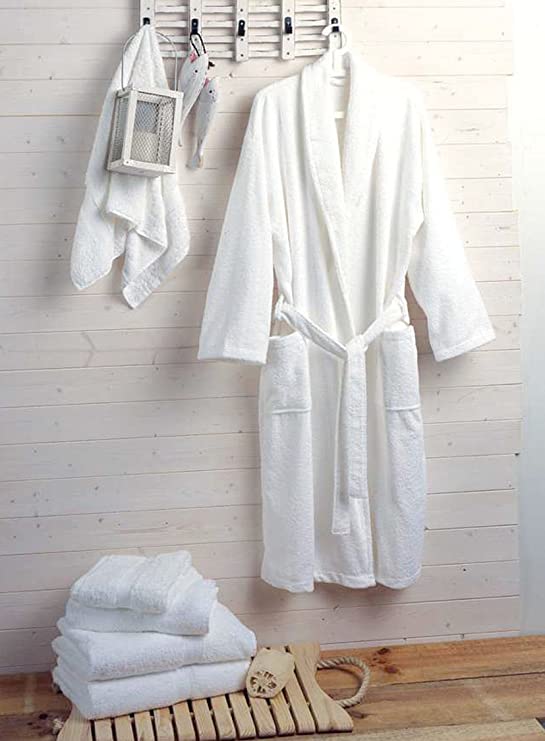 Musbury Pack Of Two Fabrics Hotel & Spa Quality Luxury Bathrobes 400gms 100% Cotton - White