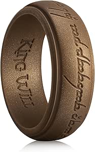 King Will Silicone One Ring for Men, Silicone Lord Rings Magic Power Rings, Etched Bronze Silicone Rings Wedding Band for Men and Women Comfort Fit Silicone Wedding Ring, Size 8-14