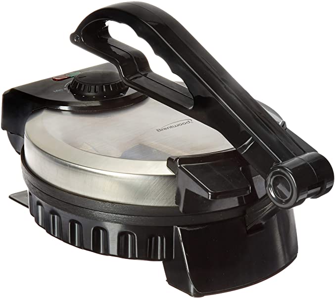 Brentwood TS-127 Stainless Steel Non-Stick Electric Tortilla Maker, 8", Silver