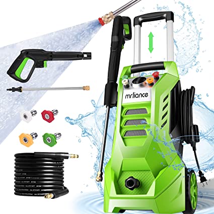 mrliance Electric Pressure Washer 2.7GPM Power Washer 2000W High Pressure Washer Cleaner Machine with 4 Interchangeable Nozzle & Hose Reel, Best for Cleaning Patio, Garden,Yard