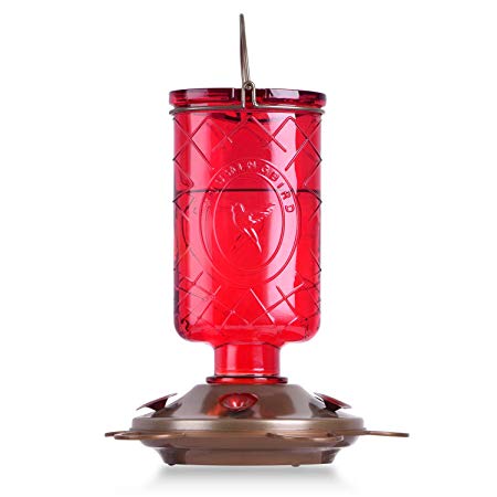 BOLITE 18005 Hummingbird Feeder, Vintage Red Elixir Bottle Hummingbird Feeders for Outdoors, Wild Bird Feeders with 5 Feeding Stations, 22-Ounce Nectar Capacity