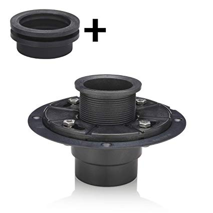 Shower Drain Base with Adjustable Ring   Rubber Coupler for Linear Shower Drain Installation