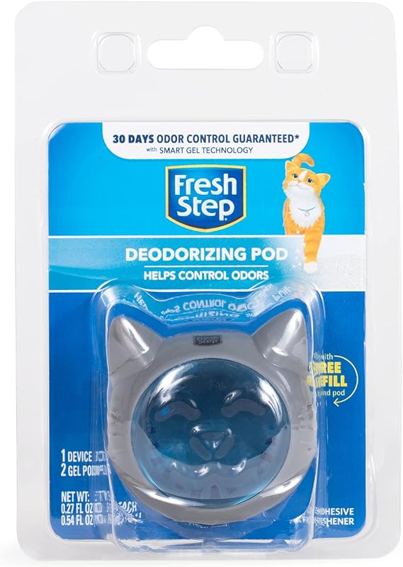 Fresh Step Litter Box Deodorizing Gel Pod | Cat Litter Box Deodorizer | Combats Cat Odors and Neutralizes Smells to Keep Your Home Clean | 1 Adhesive Device   2 Gel Refills