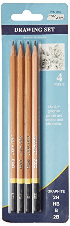 Pro Art Drawing Pencils 4/Pkg-2H, HB, B, 2B