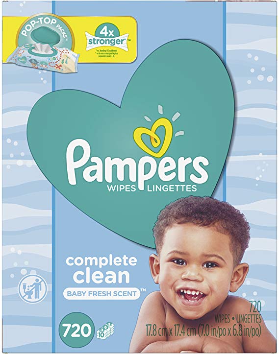 Baby Wipes, Pampers Complete Clean SCENTED 10X Pop-Top, Hypoallergenic and Dermatologist-Tested, 720 Count