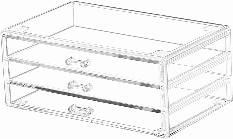 Cq acrylic Countertop Stackable Drawers Bathroom Cabinet Organizer Clear Organizing Bins For Cosmetics Organizer Jewelry Hair Accessories Nail Polish Lipstick Make up Marker Pen Medicine Storage